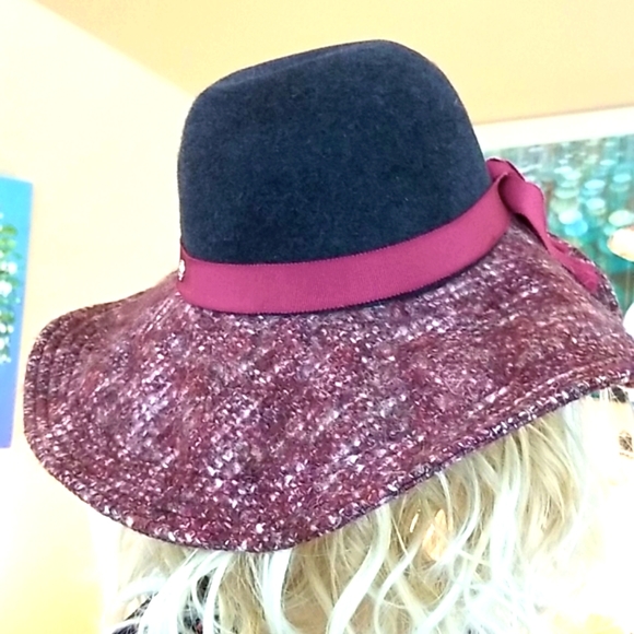 HELEN KAMINSKI Woven Wool Cotton Alpaca Multi Flecks Wine Floppy Adjustable HAT - Picture 7 of 12